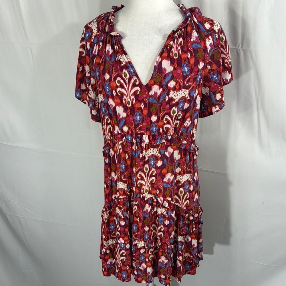 Anthropologie Red Floral Mini Dress